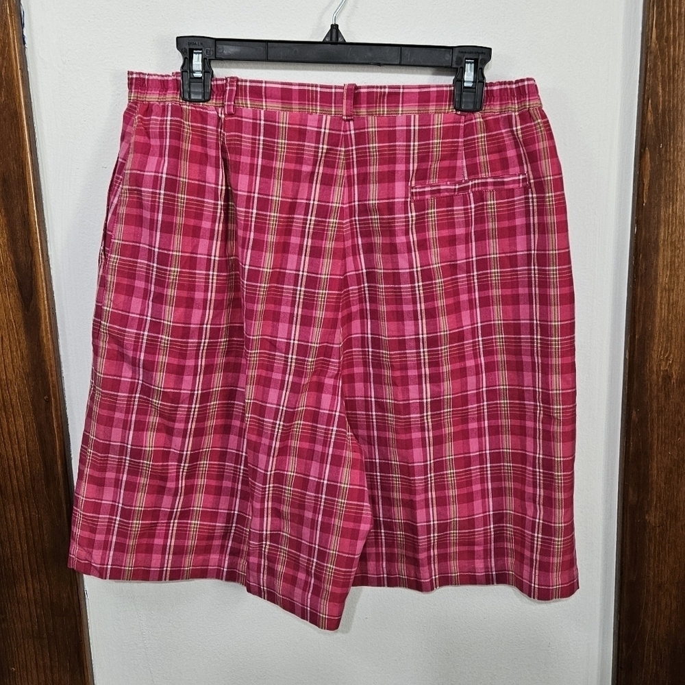 EP Pro Plaid Cotton Pink Golf Shorts Elastic Waist Size 14 Large Three Pockets - Picture 7 of 7